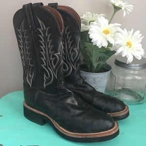 🐦Tony Lama Black Ostrich Boots - Size 7